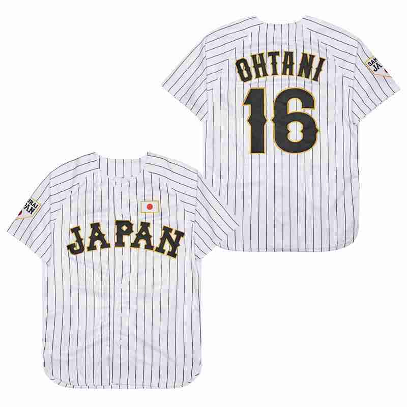 Sewing Knit - 高品質野球ジャージ 日本 16番 大谷 縫製 刺繍