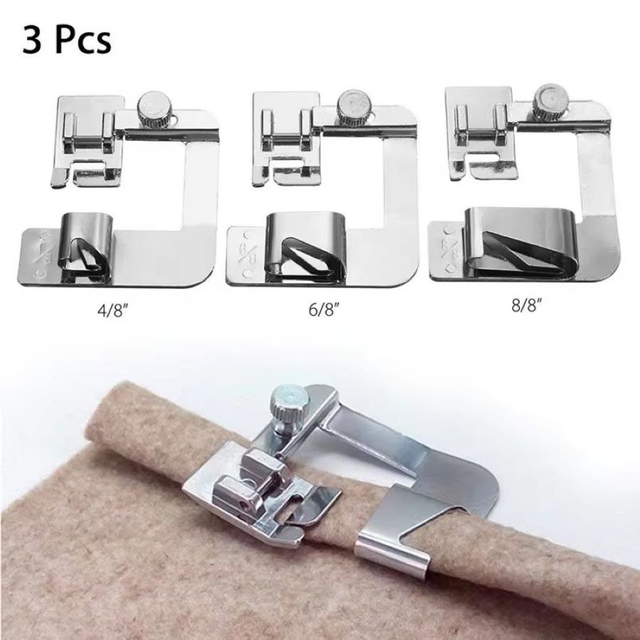 Sewing Machine Fabric - 1個-3個入り 13/19/25mm 国内製ミシン用押さえ金具 ロールヘムフット ブラザーシンガー用ミシンアクセサリー
