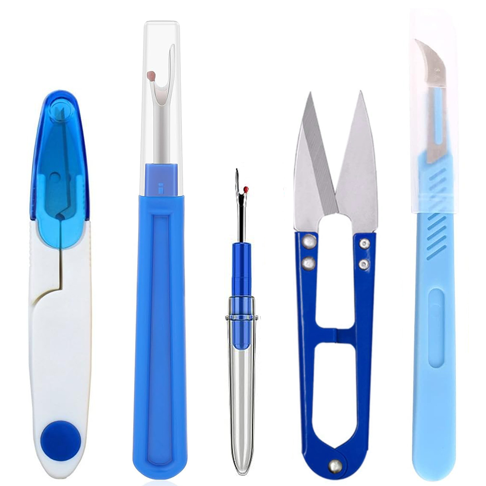 Seam Ripper Tool - 5個入り裁縫道具キット、縫い目切り取りセット、U字型糸切りはさみ、刺繍リムーバー、便利なステッチリッパー、裁縫道具