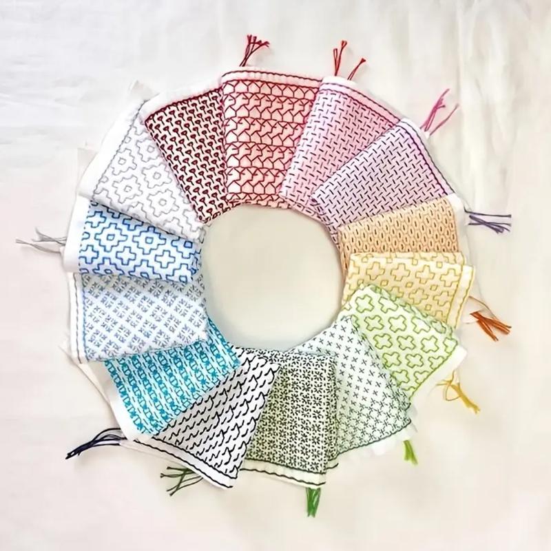 Sewing Kit - 9/32個入り糸と針デニム生地手刺繍キット縫製用品水溶性刺し子刺繍初心者セット