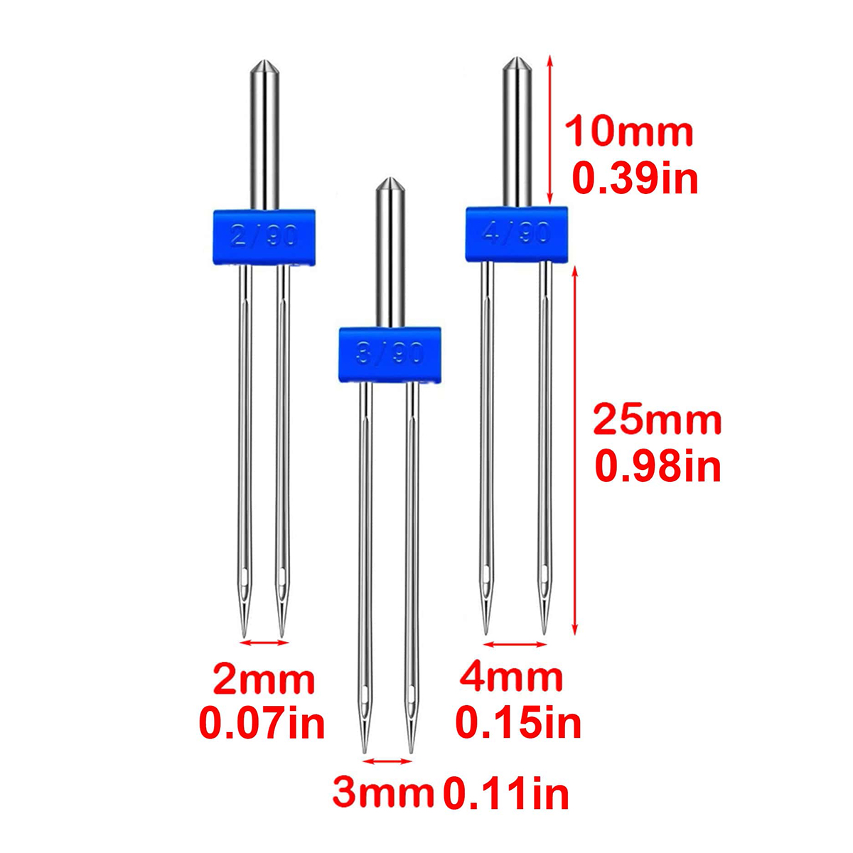 3サイズのツインニードル、ミシン用、家庭用ミシン用ストレッチ - Twin Needle Stretch のレビューと価格