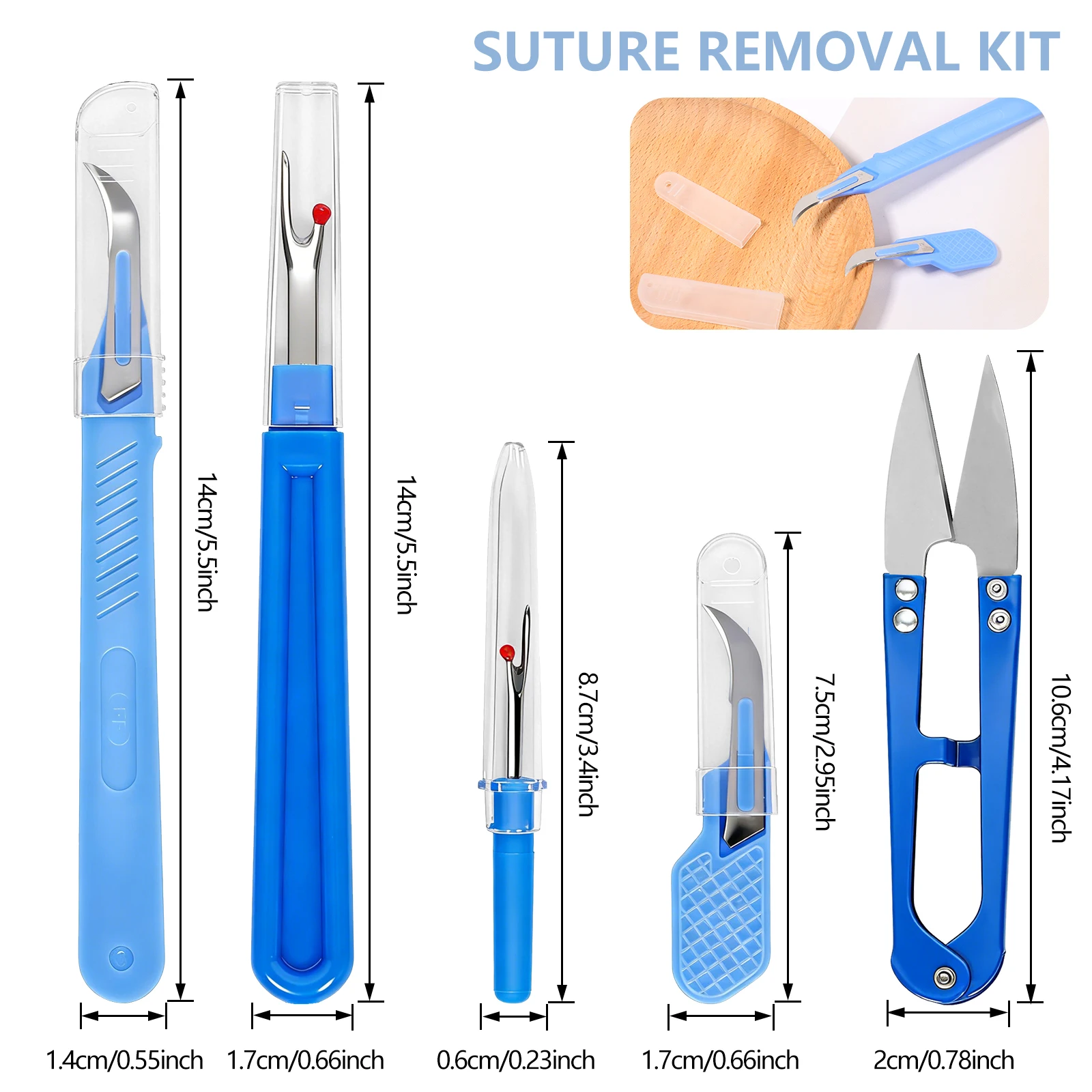 青い縫い糸切り機キット5個セット（糸切り機、縫合糸切り機、ス - Sewing Kit のレビューと価格