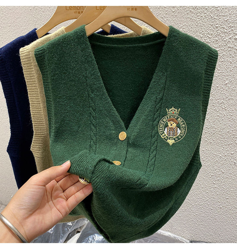女性の刺繍入りベアベスト,ルーズ,シングルブレスト,Vネック - Sewing Vest のレビューと価格