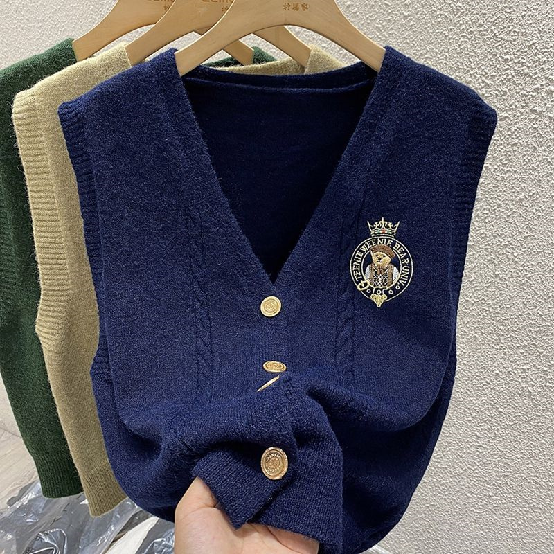 女性の刺繍入りベアベスト,ルーズ,シングルブレスト,Vネック - Sewing Vest のレビューと価格
