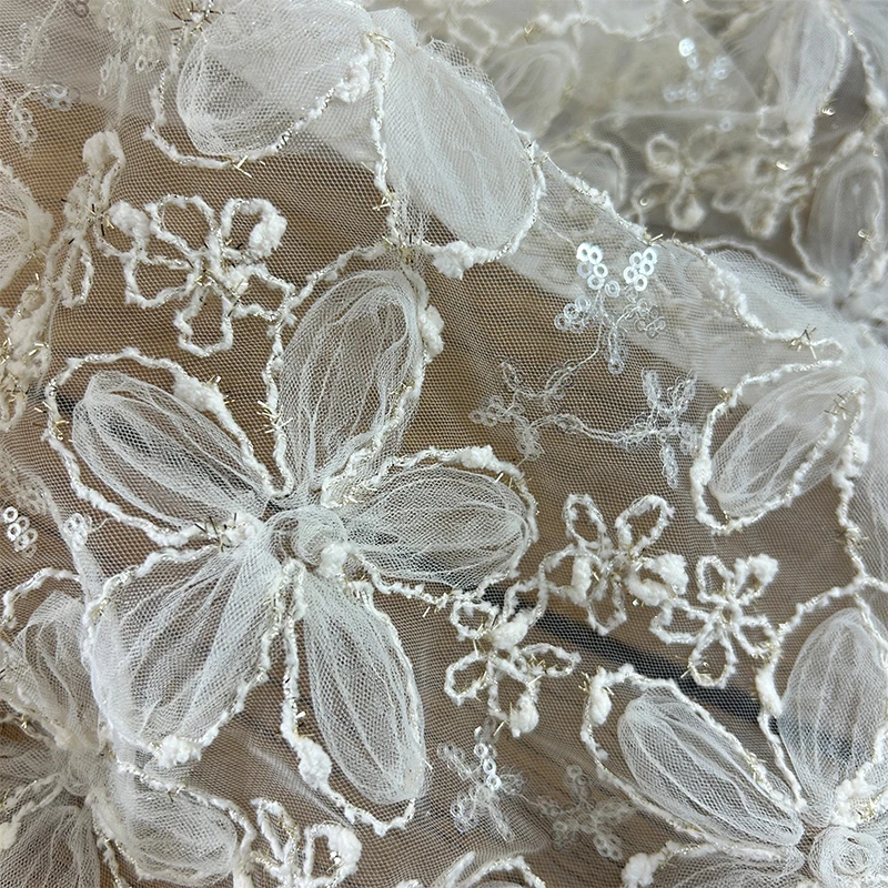 3D 刺繍スパンコールメッシュ生地レースネット素材ドレス衣類 - Textiles Sewing Techniques のレビューと価格