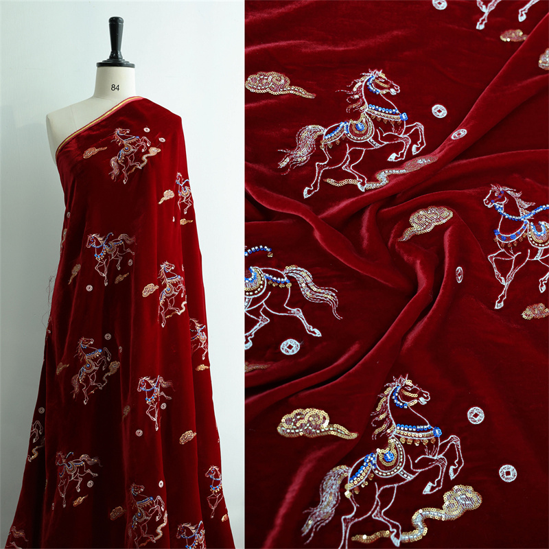 秋/冬厚手シルクベルベットネイルビーズ刺繍サテンコートベスト - Sewing Velvet Fabric のレビューと価格