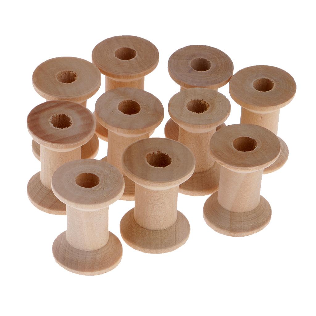 木製空スプール糸ボビン、編み機、かぎ針糸、クラフトプロジェク - Thread Bobbins Empty のレビューと価格