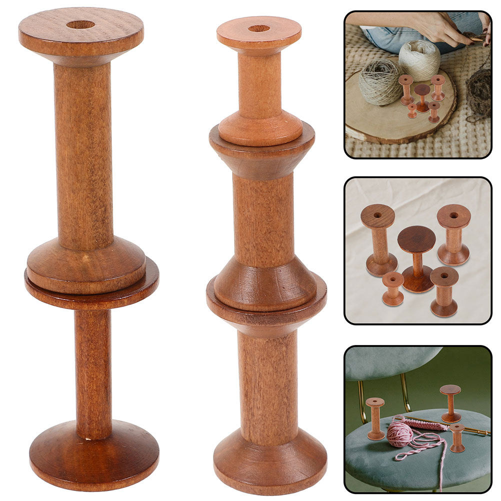 7個入り木製糸巻き、ヴィンテージ風空の木製ボビン、手芸・刺繍 - Thread Bobbins Empty のレビューと価格