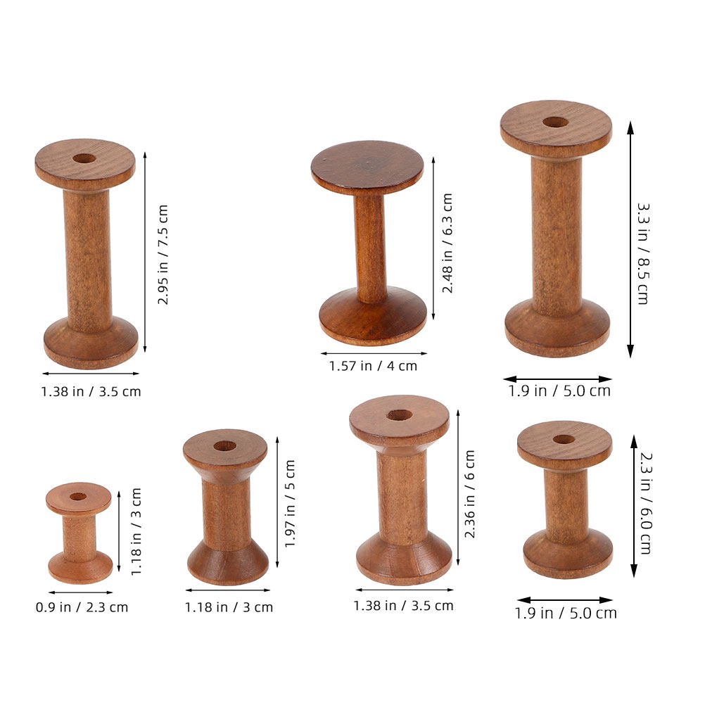 7個入り木製糸巻き、ヴィンテージ風空の木製ボビン、手芸・刺繍 - Thread Bobbins Empty のレビューと価格