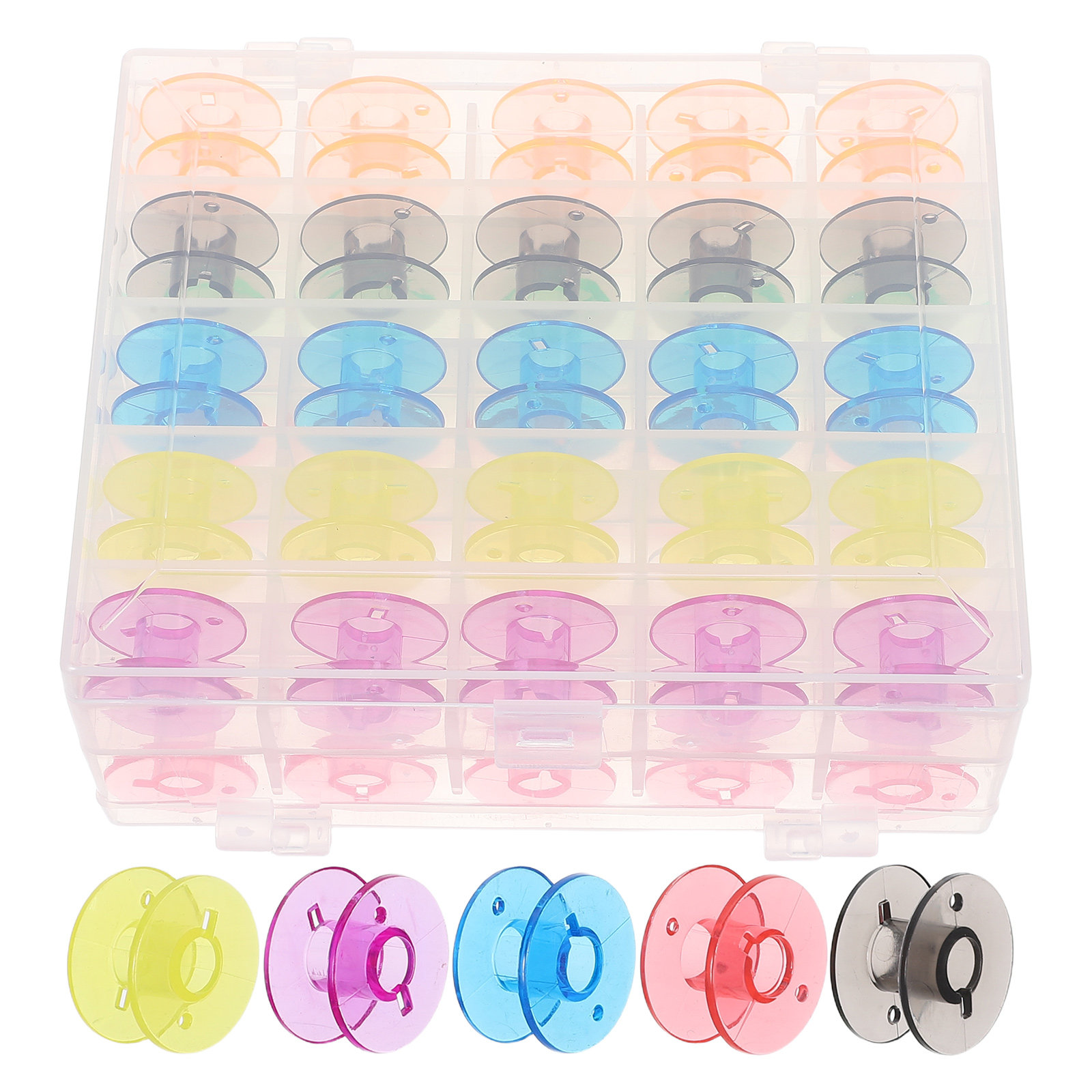 50個入りボビン、ミシン用プラスチック製透明空糸スプール、収 - Thread Bobbins Empty のレビューと価格