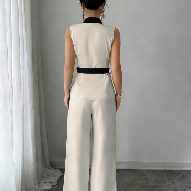 ベストスーツ女性ワイドレッグパンツチョッキ 2 点セットノー - Sewing Vest のレビューと価格