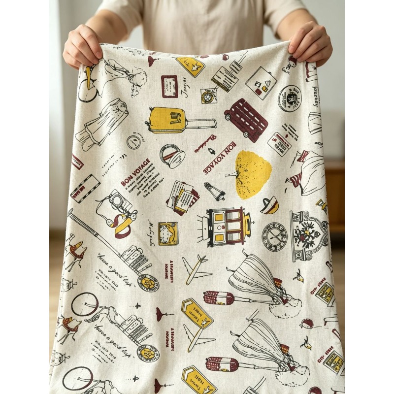 女の子のプリント柄が入った混合生地、カーテン、テーブルクロス - Textile And Sewing Materials のレビューと価格