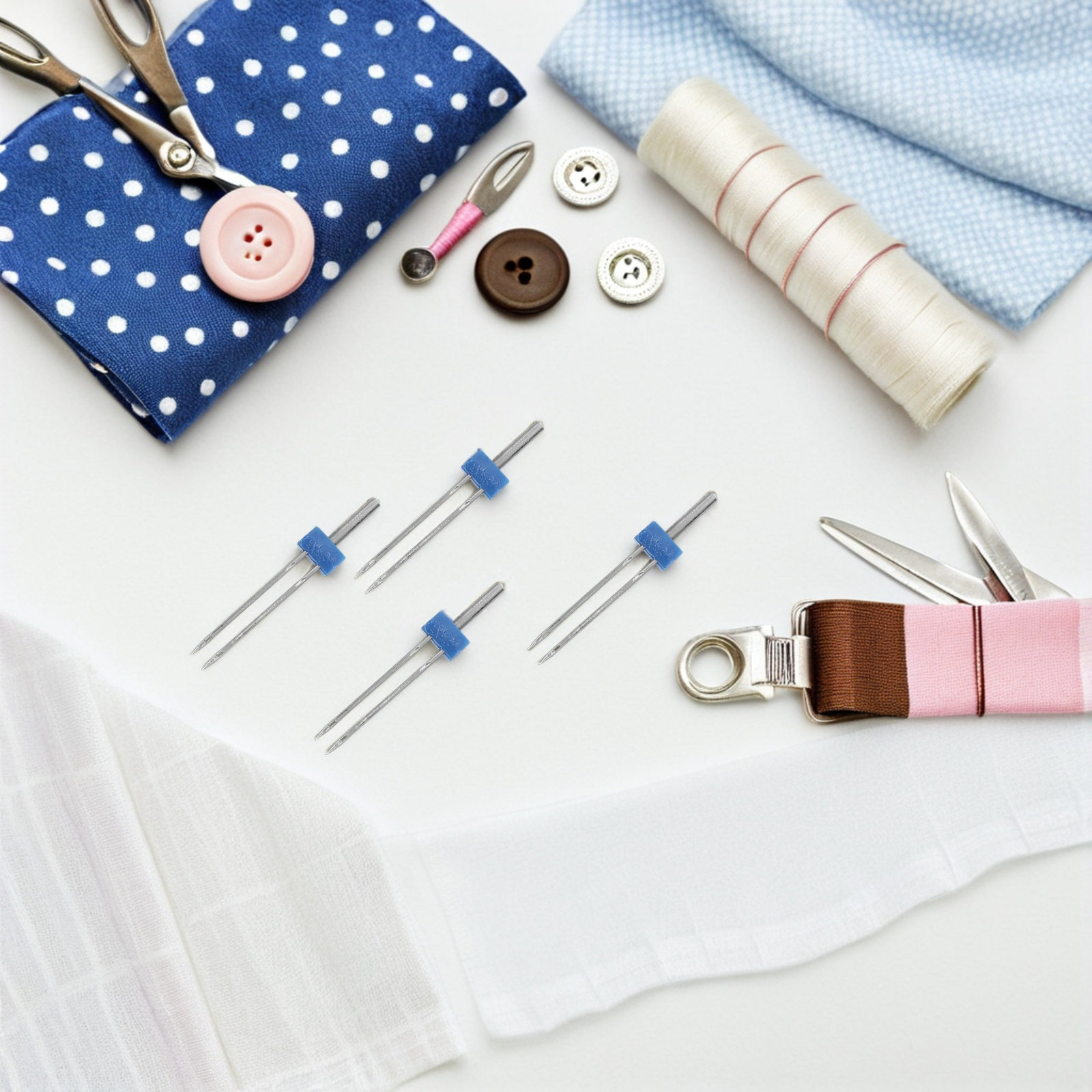 4セットのミシンアクセサリー、二本針ダブルステッチ針、ロール - Sewing Machine Needle のレビューと価格
